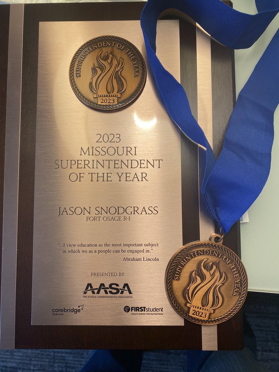 DrJSnodgrass's tweet photo. Honored and humbled to represent the @FortOsageSchool and @MASALeaders at the @AASAHQ conference! Education is a team effort and I’m fortunate to lead beside amazing people! #fortproud https://t.co/EP6oYSaYIP