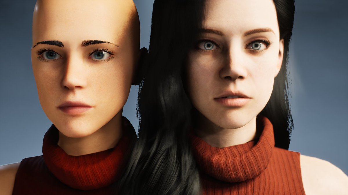DeargGame's tweet photo. Another upgraded char before and after. Hair is still temporary and now back to world building. Not a #render but actual in-game shot. #UnrealEngine #UnrealEngine5 #gamedev #indiedev #indiedeveloper #ue5 #indiegame #gamedevopment #gameart #indiegamedev #gaming #Steam  #Xbox  #PS5 https://t.co/Uf793rnMta