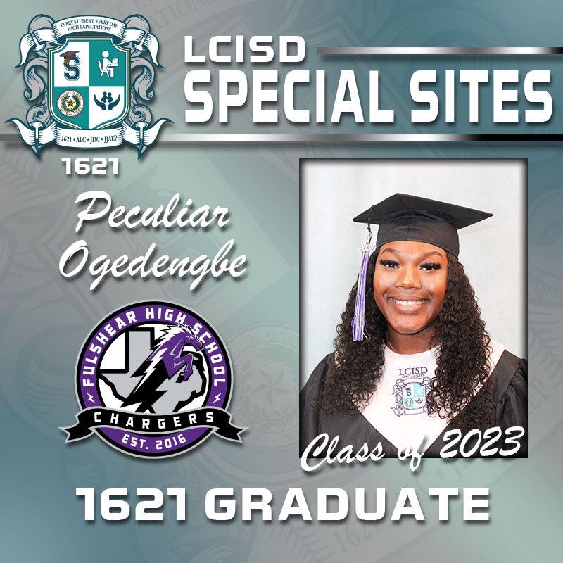 Special Sites is excited to announce that Peculiar Ogedengbe is a confirmed graduate of Fulshear High School. The staff of 1621 Place is proud of your hard work! We wish you much success in all of your future endeavors! #1621Place #SpecialSites #BestKeptSecretInLCISD