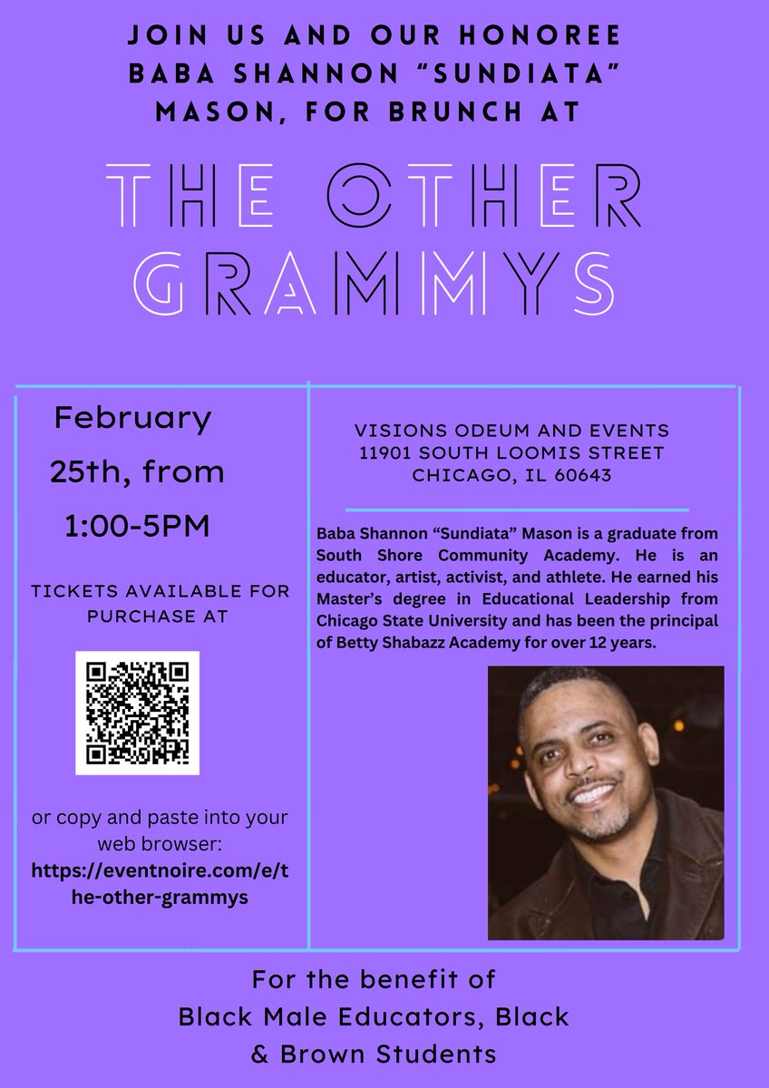Our very own, Baba Sundiata, Principal of BSICS Shabazz Campus, will be honored at The Other Grammys!
