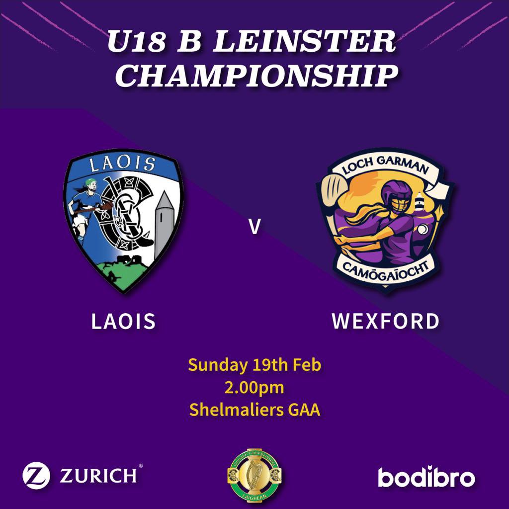 wexfordcamogie's tweet photo. @LeinsterCamogie Minor B Championship semifinal as we take on @laois_camogie 
🗓️ Sunday 19th February 
🕑 14:00
📍 Shelmaliers GAA Y21W2H9
🎫 https://t.co/agBD2MleAF
#wexford #camogie #leinster #championship https://t.co/CArZaidkB1