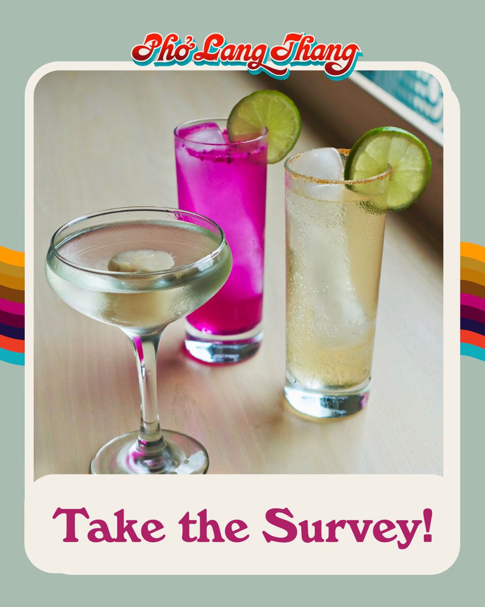 Help us build your favorite Drink Menu with a short 3 minute survey, and automatically be entered into a chance to help us taste test our next cocktail list! Cheers! #pholangthang #dothelangthang #drinks #survey #cocktails #research

cincinnati.ca1.qualtrics.com/jfe/form/SV_4G…