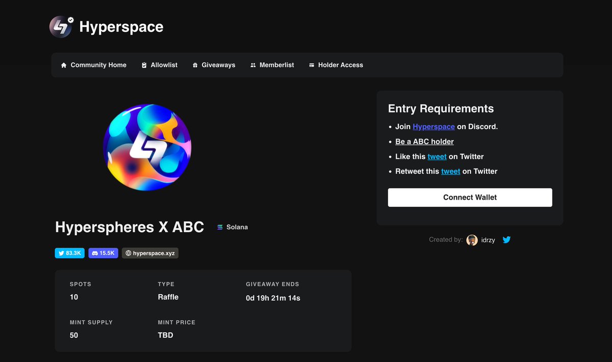Subber.xyz (@subberxyz) on Twitter photo We made it easier to gate Giveaways and Presales for other communities.
1️⃣Select the new Entry Requirement: Hold Another Community's Pass
2️⃣Search from 3600+ NFT communities and gate it for their holders
Nice to see <a href="/hyperspacexyz/">hyperspace</a> is already taking advantage of it! ❤️ We made it easier to gate Giveaways and Presales for other communities.
1️⃣Select the new Entry Requirement: Hold Another Community's Pass
2️⃣Search from 3600+ NFT communities and gate it for their holders
Nice to see <a href="/hyperspacexyz/">hyperspace</a> is already taking advantage of it! ❤️