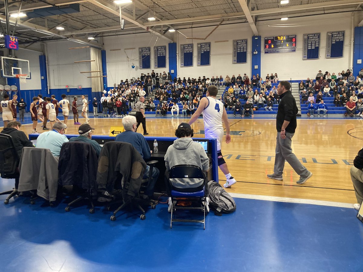 Class move by Charlie Micol - allows Anesti Touma (out for season) to enter - catch and shoot one one senior night! Class Act!