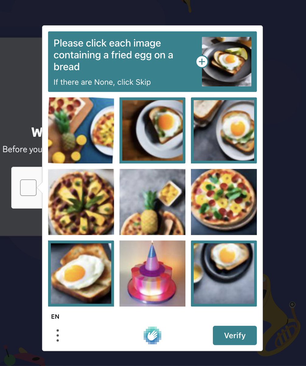 zan_g's tweet photo. there is somehow always a new use case for captchas, this time for gen AI images https://t.co/h2QJlmD9SF