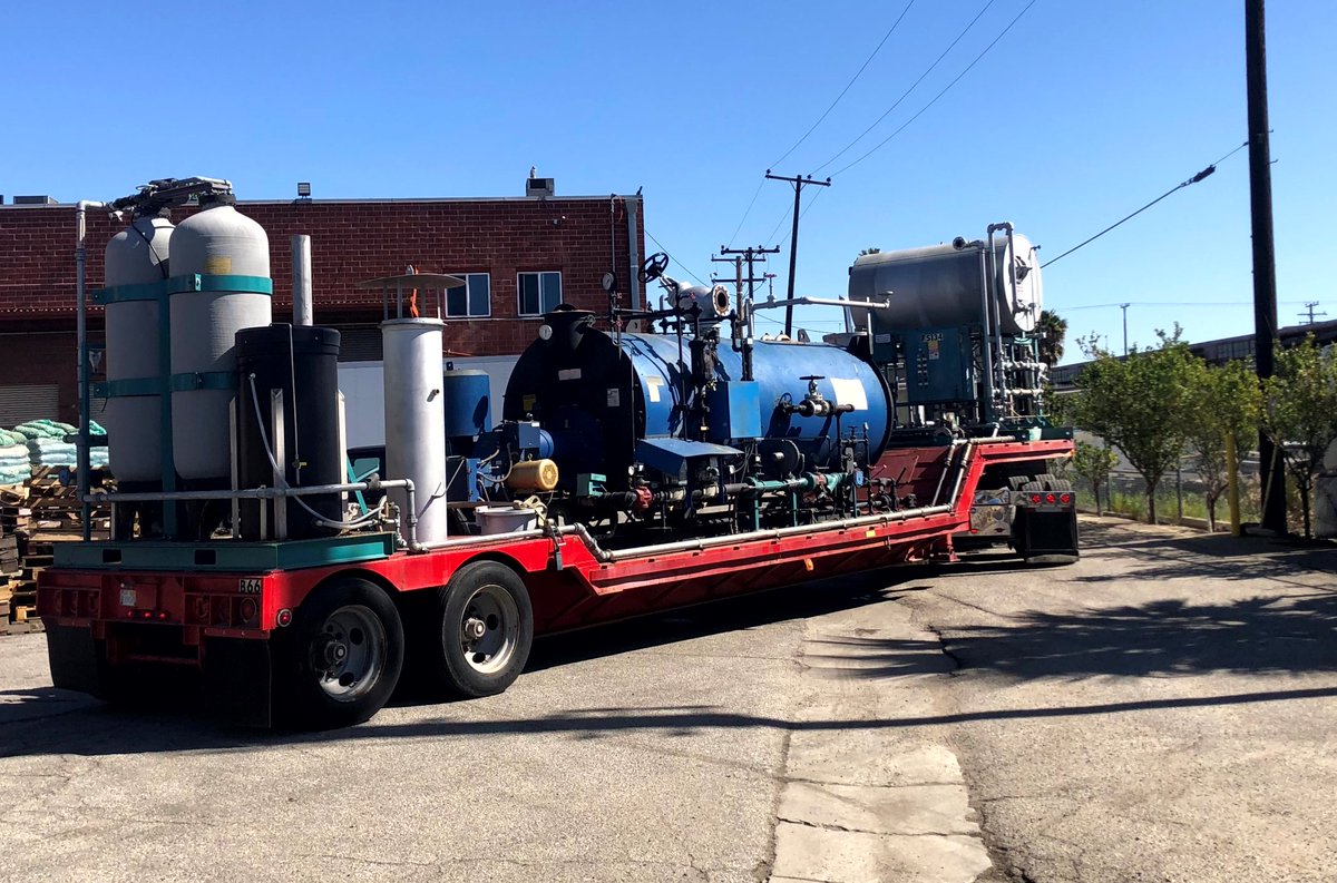 SteamNow's tweet photo. This ultra-low NOx #MobileSteamPlant is headed back to our shop in Fremont, CA after supplying #temporarysteam during the install of a new 200hp Superior Boiler. Upon arrival we will perform a thorough inspection and maintenance so that it is ready for the next customer in need! https://t.co/hxSGXjxD7D