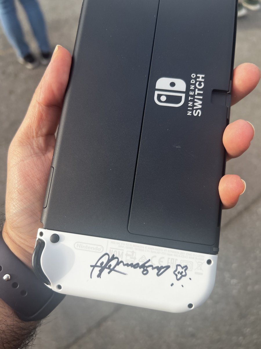 tamoorh's tweet photo. Let Miyamoto play on my Switch and he scribbled on it. Never again. https://t.co/RTsbP3zIQ2