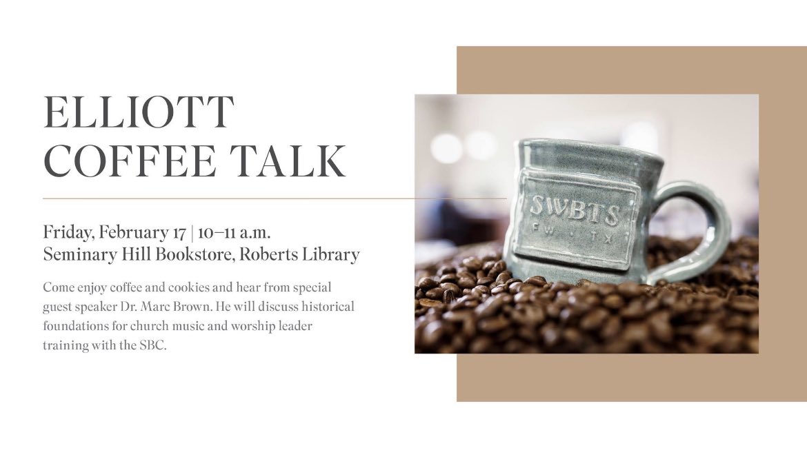 Don’t miss our first event of the semester. Join us in the Seminary Hill Bookstore at 10:00 am for our Elliott Coffee Talk with <a href="/DrMarcusWBrown/">Marc Brown</a>