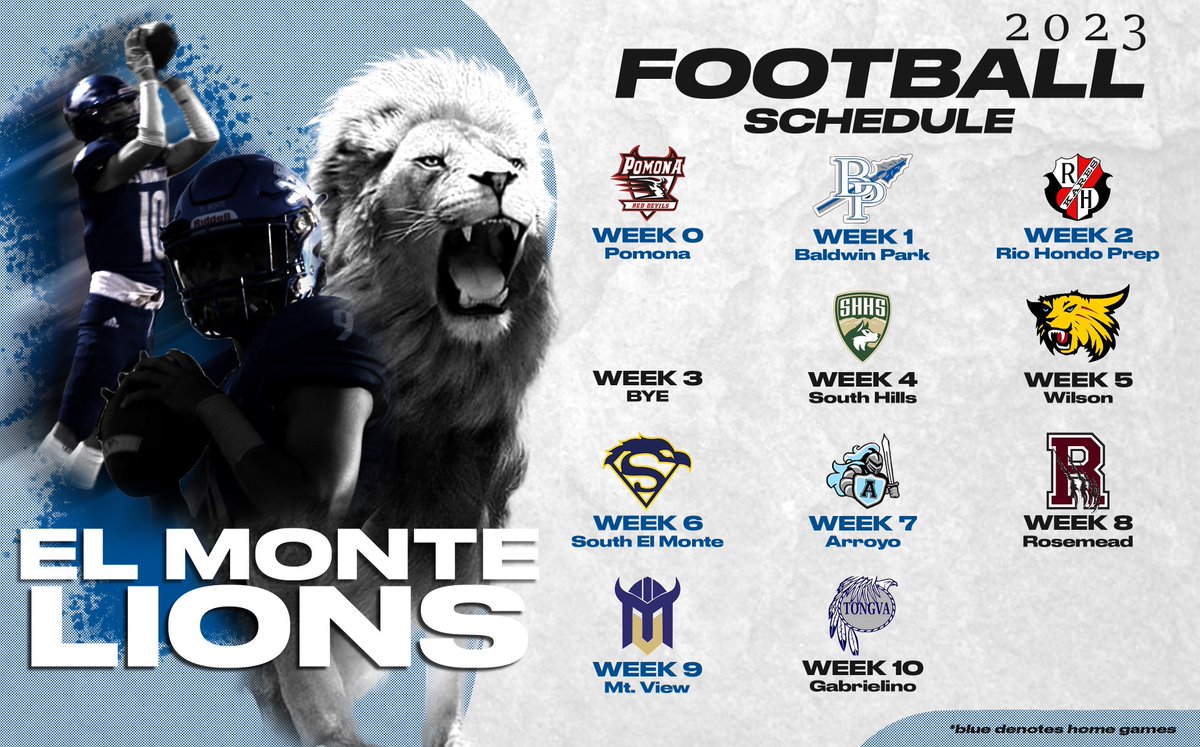 Tim Peterson on Twitter "El Monte 2023 Football schedule"