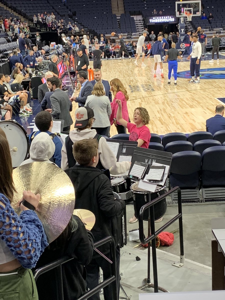 J_athman's tweet photo. So proud of our @PrairieView_MS @SalkSTEM and @ElkRiverVMS band students! We are @isd728 and making a presence at the @Timberwolves https://t.co/QwyBILELZL