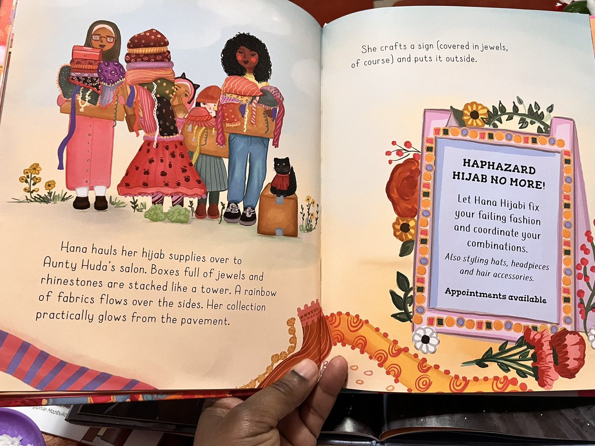 drDendere's tweet photo. Love this book. Beautiful story about a girl with just toooo maaaany Hijabs. She is stylish &amp; offers services to less stylish friends &amp; Fam. Good Representation matters. Great work @razeenareads &amp; @manal_mirza_ https://t.co/qtbJh96wIO