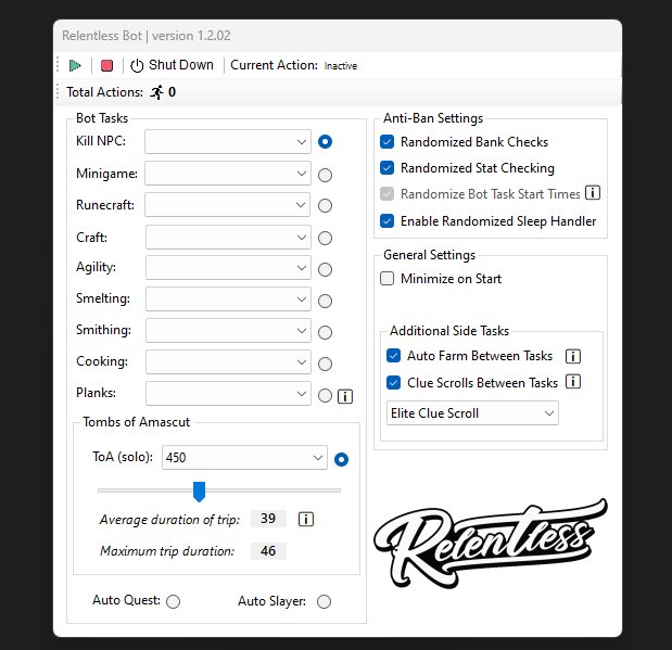 RelentlessOSRS's tweet image. Update 1.2.02 has been launched. Tombs of Amascut have been added, as has the ability to farm and complete clues between tasks, and now you can plank run. #osrs #discord #runescape 
relentlessbot.com/download-repos…