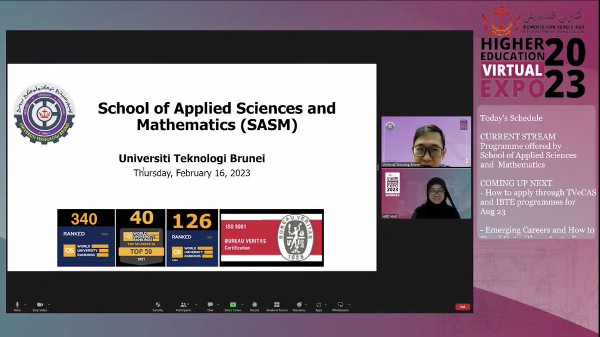 MoEducation_BRN's tweet image. Thursday, 15 February 2023 – Final Day of Higher Education Expo 2023 Webinar sessions conducted by participating exhibitors.

#HEVirtualExpo2023 #HigherEducation #VirtualExpo #2023 #MinistryofEducation #Brunei