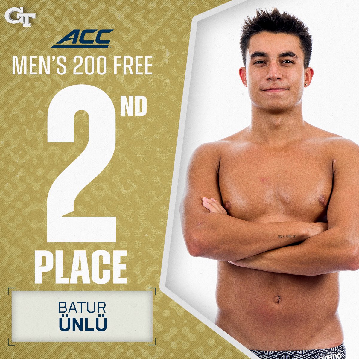 GTSwimDive's tweet photo. 𝑩𝒂𝒕𝒖𝒓 𝑼̈𝒏𝒍𝒖̈ earns his SECOND ACC Championship Silver Medal in the Men’s 200 Free 🥈

Ünlü tied NC State’s Piszczorowicz with a time of 1:32.47 👊

@GTAthletics l @theACC https://t.co/uIrhD0DjlA