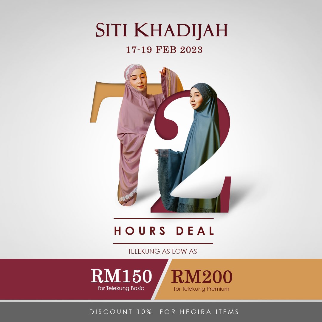 nvrinadriana's tweet photo. 72 hours deal by Siti Khadijah and this is the perfect time to get this simple yet pretty telekung for your loved ones! 🤍

As low as RM150. Don’t delay, purchase today ✨

Order now -  https://t.co/pvGpFfgDIG https://t.co/8X8wjjRM7G