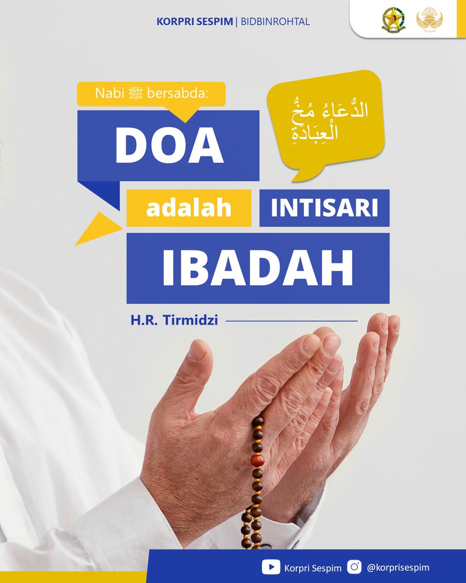 korprisespim's tweet photo. Doa merupakan intisari pengabdian seorang hamba kepada Allah Subhanahu wa Ta'ala.

Kita sebagai makhluk yang lemah, jangan pernah lelah untuk selalu berdoa dan berprasangka baik kepada Allah, bahwa Allah hanya akan memberikan yang terbaik untuk kita. https://t.co/l6q3P5XIFG