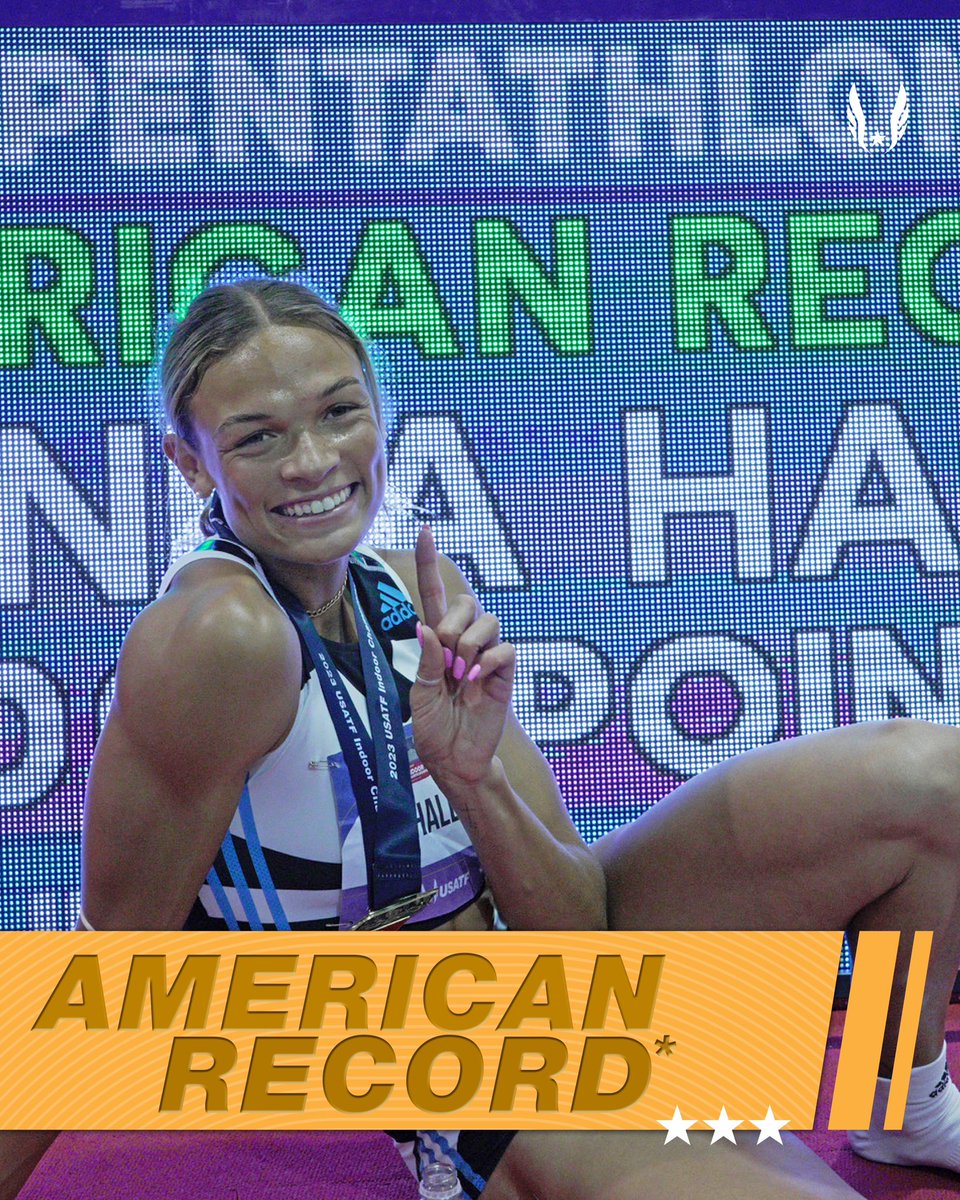 5️⃣0️⃣0️⃣4️⃣ 🤯

Anna Hall smashed the American pentathlon record* by 199 points for the second highest score OF ALL TIME! 🇺🇸🥇

#USATFIndoors