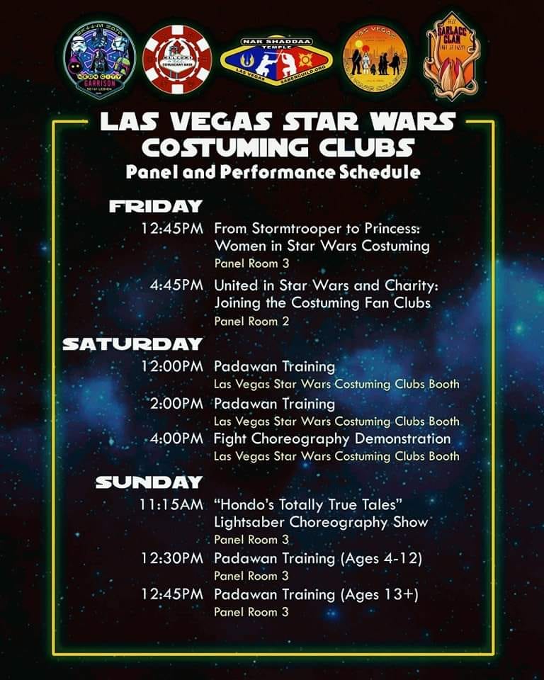 Only 1 day left until <a href="/LVLUPEXPO/">LVL UP EXPO</a> 2023!

Our Garrison is incredibly excited to be hosting a few panels this year along side our friends: Coruscant Base, Nar Shaddaa Temple, LVSW Collective, and Sarlacc Clan.

Don't forget to save this schedule and make plans to join us!
