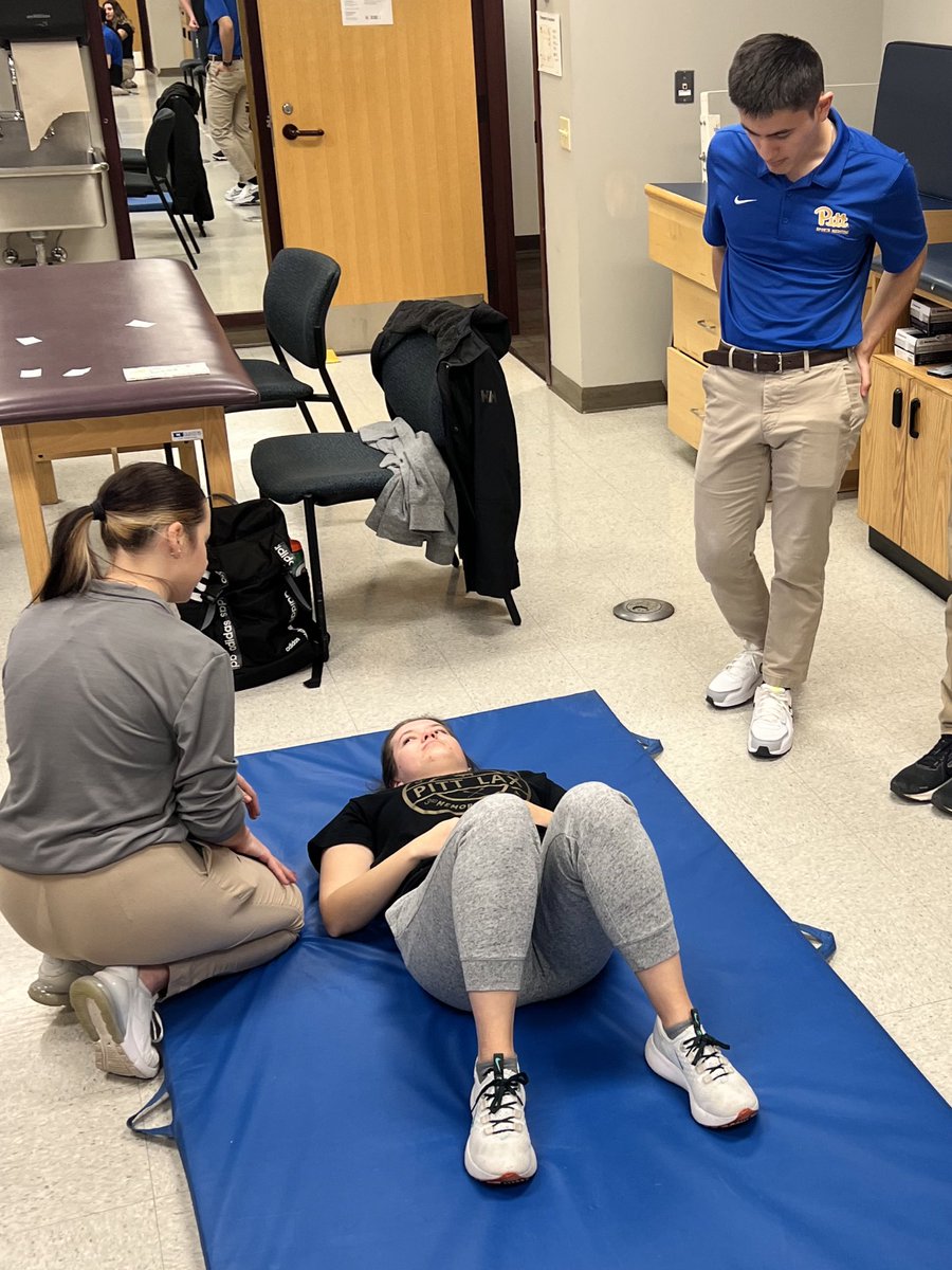 Pitt_ATP's tweet photo. It was a greAT day to practice Upper Quarter Screening, C-Spine, and concussion injuries in Upper Extremity Evaluation! Special shout out to MS in Sports Medicine students Devon Moore, Juliana Waclawski, & Sam Ritenour who played our simulated patients! #H2P #PittATP #AT4All https://t.co/MFP9q6TOXf