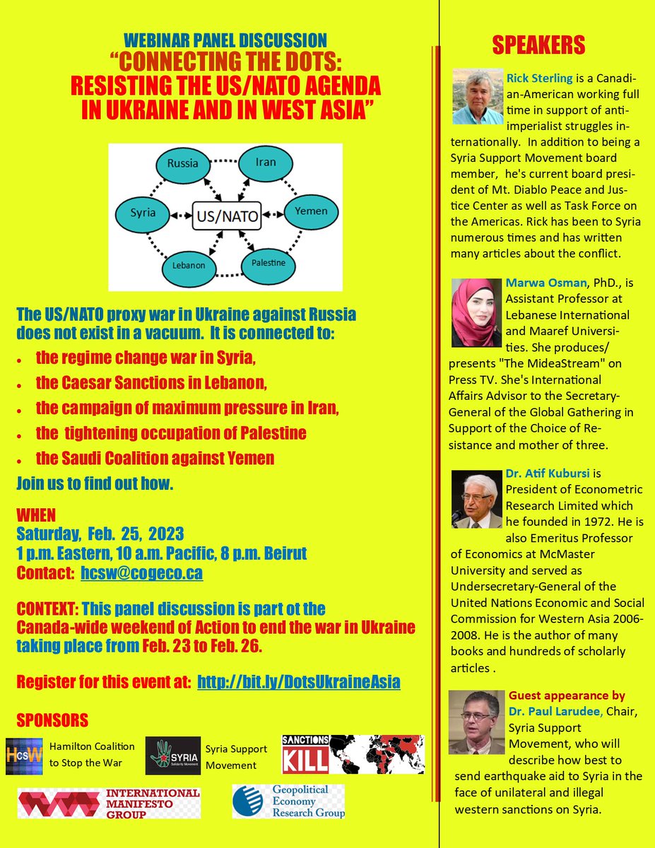 Join us in connecting the dots. Webinar: Saturday, Feb. 25, 1 pm ET. Register now! NoToWar! NoToNATO!