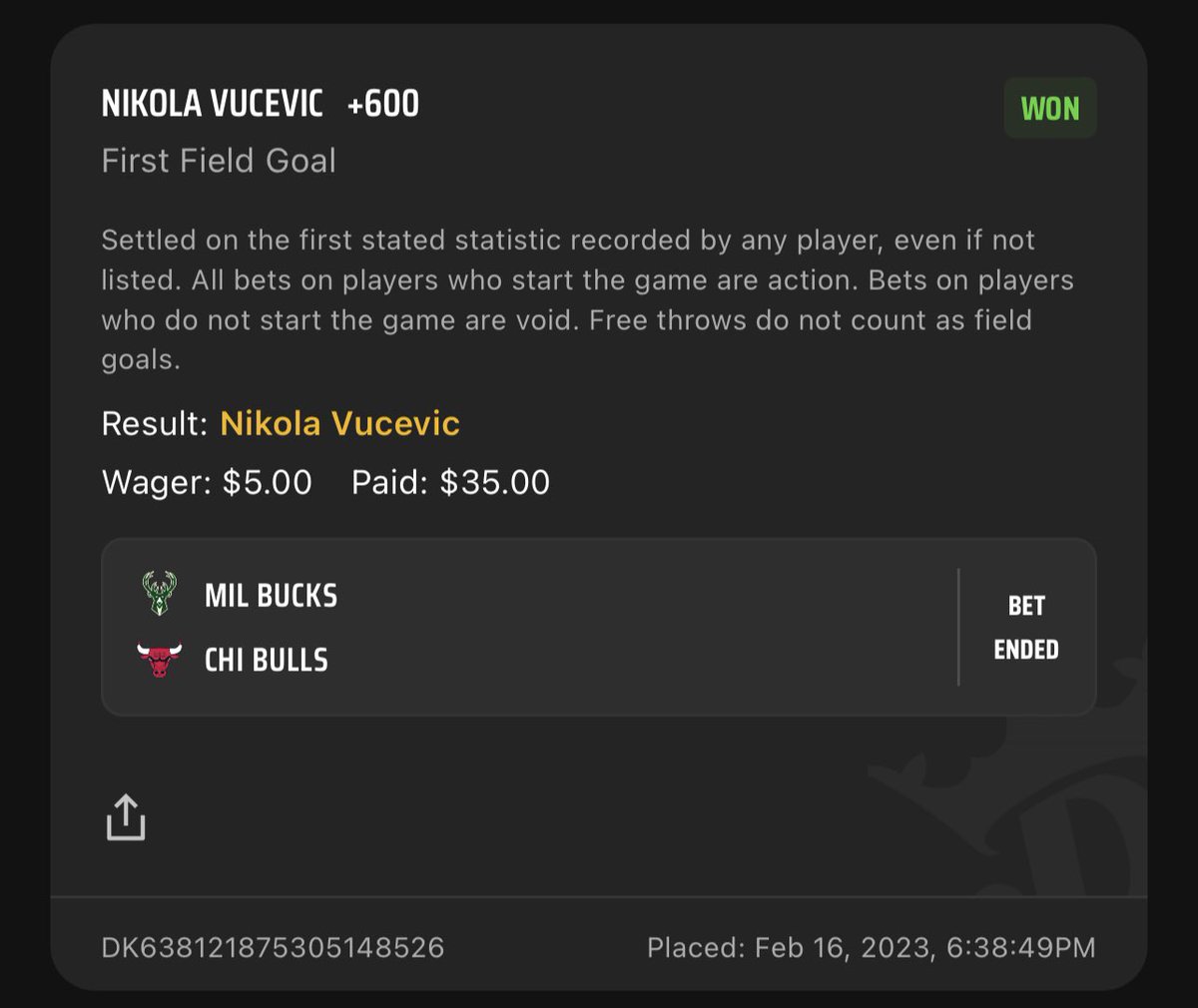 mnnycivic91's tweet photo. First timer here so didn’t bet as much but @JPWVOH  you’ve won my trust 🤝 https://t.co/c3p0Y0q2c2