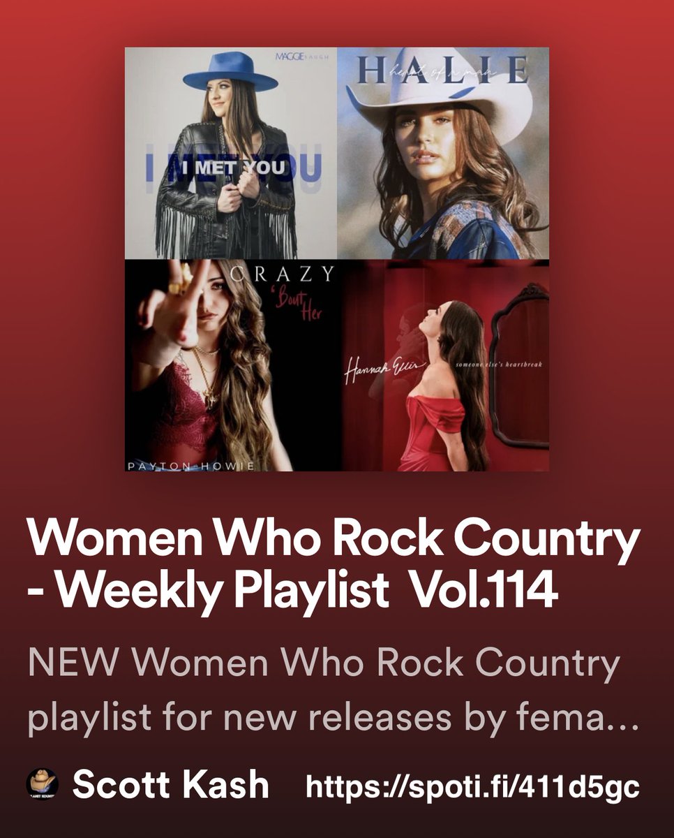 ScottKash88's tweet photo. NEW #WomenWhoRockCountry playlist for the new releases by
#MaddieRiccardo
@estherrose
@Saramarierice22
@kendramcalhoun
#MayDavis
@alli_leighann
+MORE

#Spotify
https://t.co/KCdRRVHpK3

#NewMusic #Country @BlackettMusic #rtitbot @rttanks #SpotifyRT https://t.co/AQXpfDXvCN