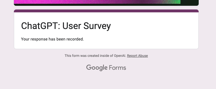 theballguy_1's tweet image. I like how #OpenAI uses #GoogleForms for surveys.