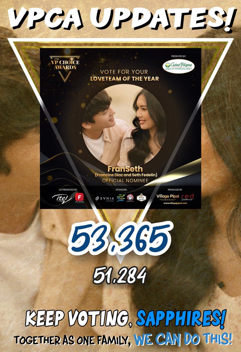 FranSethOFC_'s tweet photo. VPCA UPDATE! 📢

As of 8:30AM
Still on the 🥉 place. Keep voting, Sapphires! Good morning!

ILABAN ANG FRANSETH
#FranSeth
#franseth4thVPCA https://t.co/ZBUtoueVlW