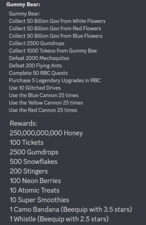 Bee Swarm Leaks on Twitter: "🚨BEESMAS LEAK🚨 The quests for Spirit Bear