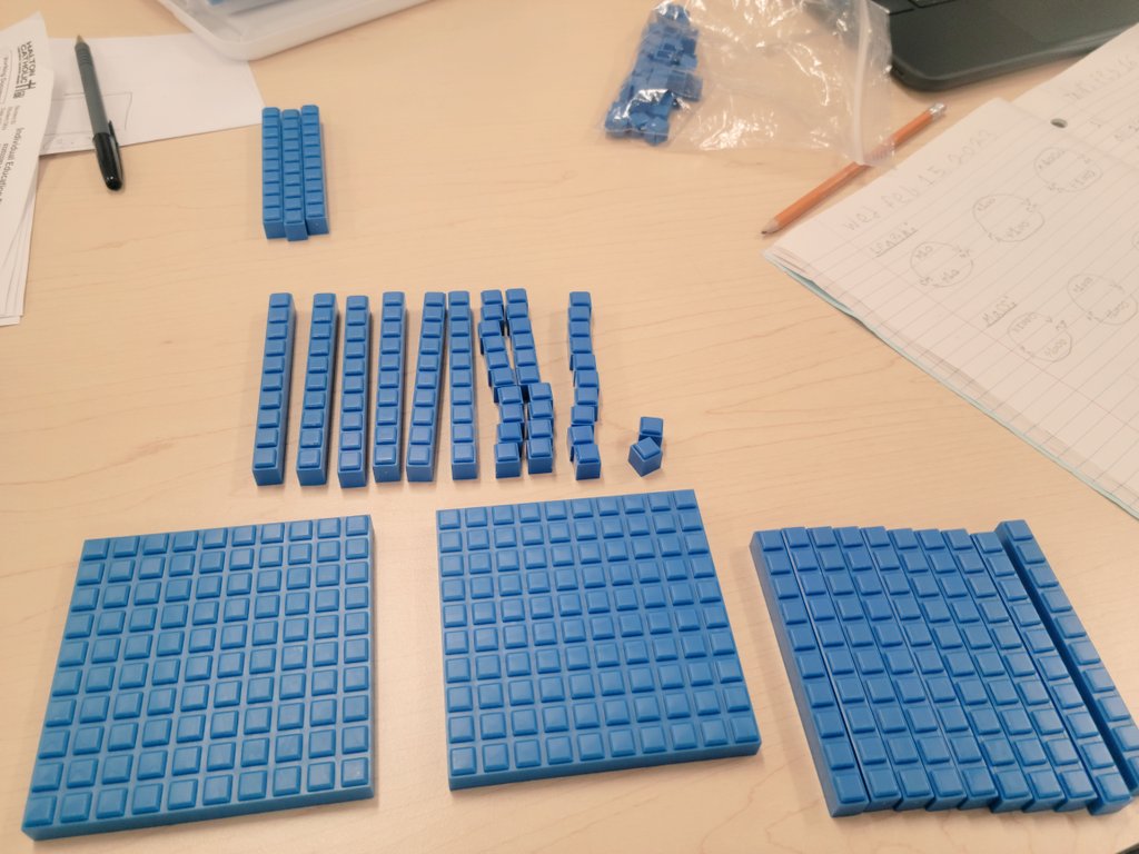 MrJMcInnis's tweet image. Multiplying decimal numbers using base ten blocks. Demonstrating learning and thinking in multiple ways. &quot;The use of concrete representations and tools is fundamental to learning mathematics in all grades.&quot;  
#ManipulativesForAll #HCDSBmath #TieredInterventionsForNumeracy