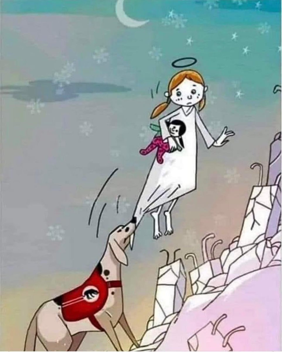 Dibujo de una niña de #Turquía 🇹🇷 que fue rescatada de los escombros gracias a las labores de los perritos rescatistas ⛑️