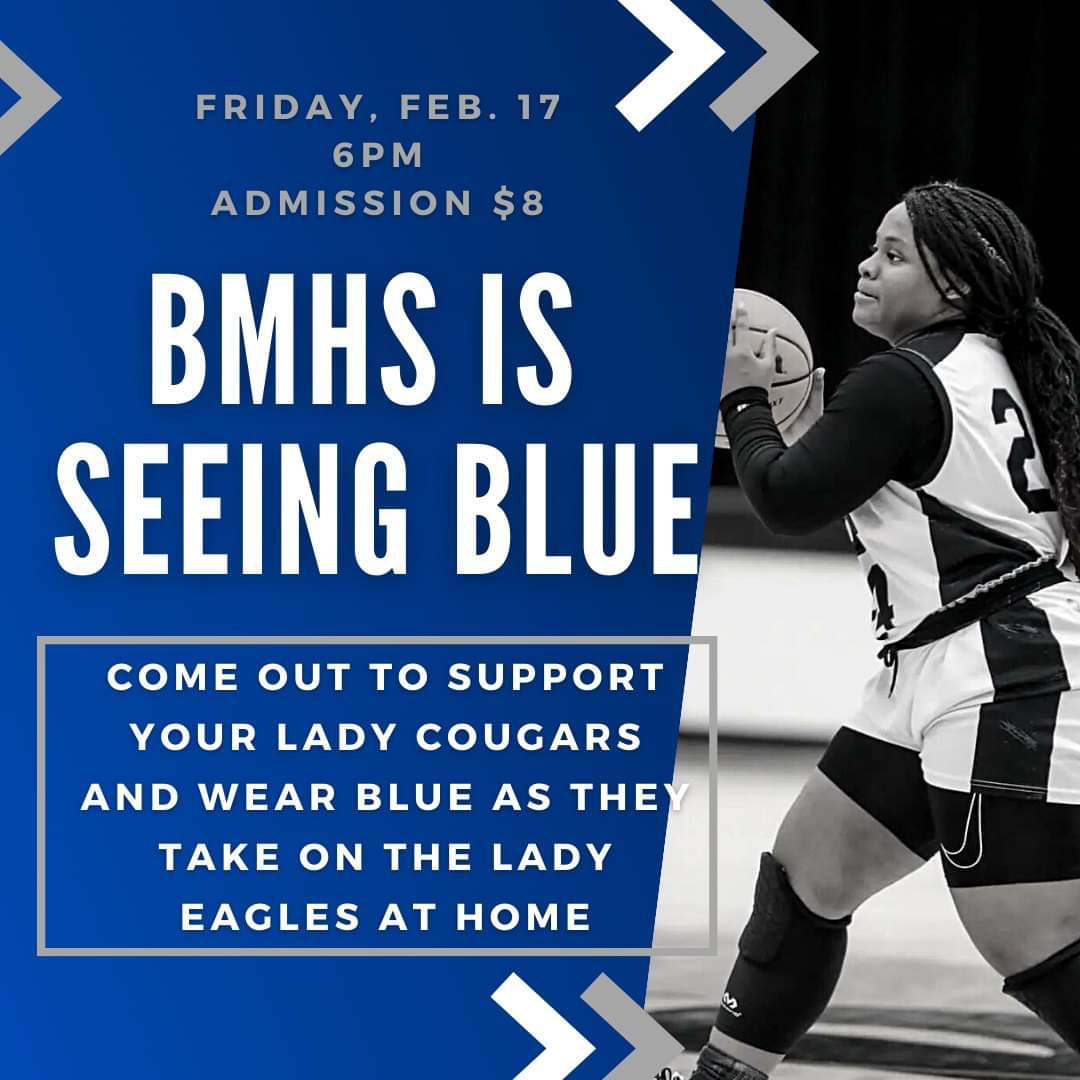 ATTENTION‼️🏀 Come out and support your Lady Cougars tomorrow night at home against the West Union Lady Eagles for the second round of playoffs at 6pm!!! Wear your Blue‼️💙#GoLadyCougars #SeeingBlue