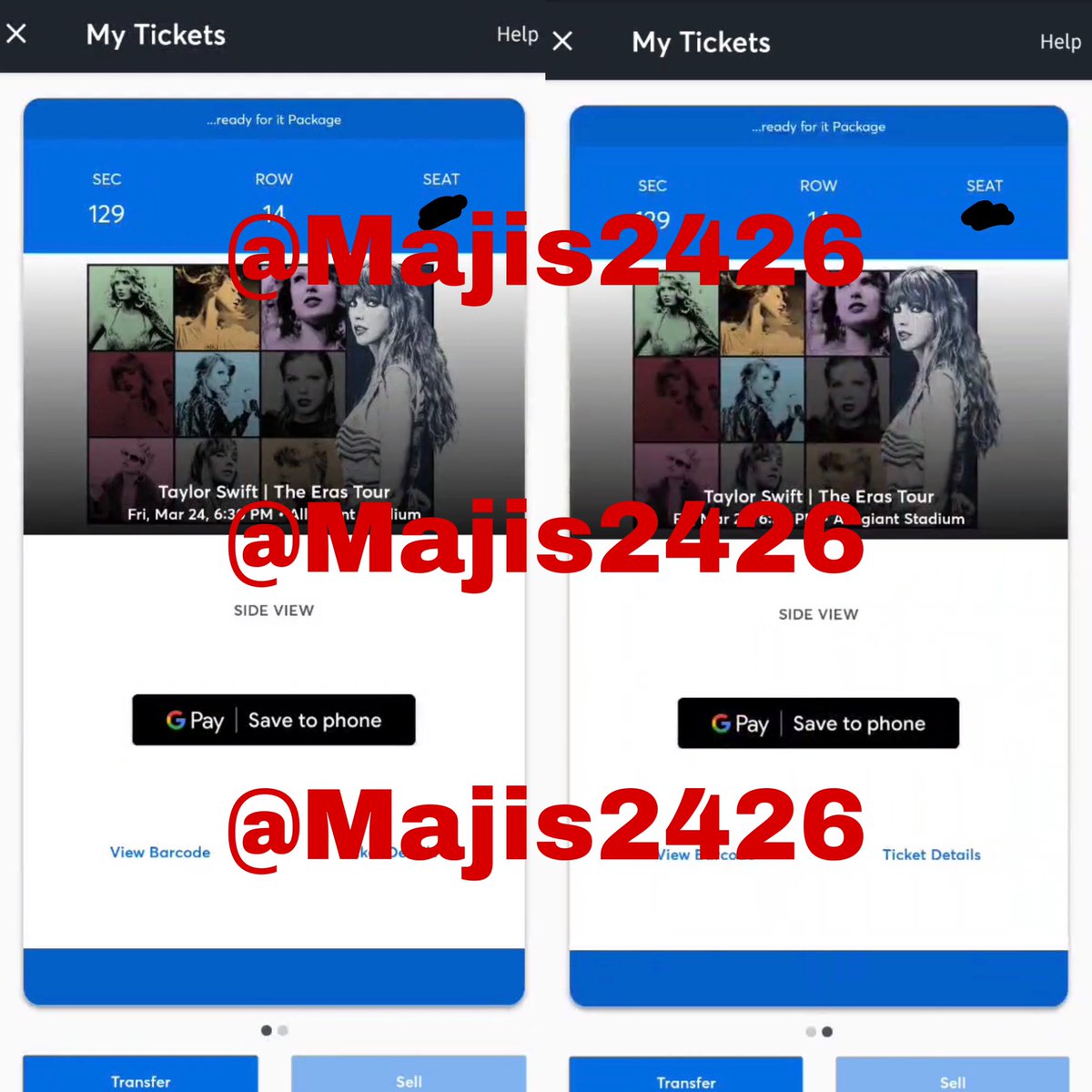 Selling TWO (2) VIP LOWER BOWL tickets WITHOUT MERCH to the show in Las Vegas at Allegiant Stadium on 3/24
💌 Selling for $1,155 TOTAL + g&amp;s fees
💌 DM @Majis2426 if interested
(tickets and price have been verified) 
💌 ONLY USE PAYPAL G&amp;S‼️

🏷 Eras Tour, Taylor Swift