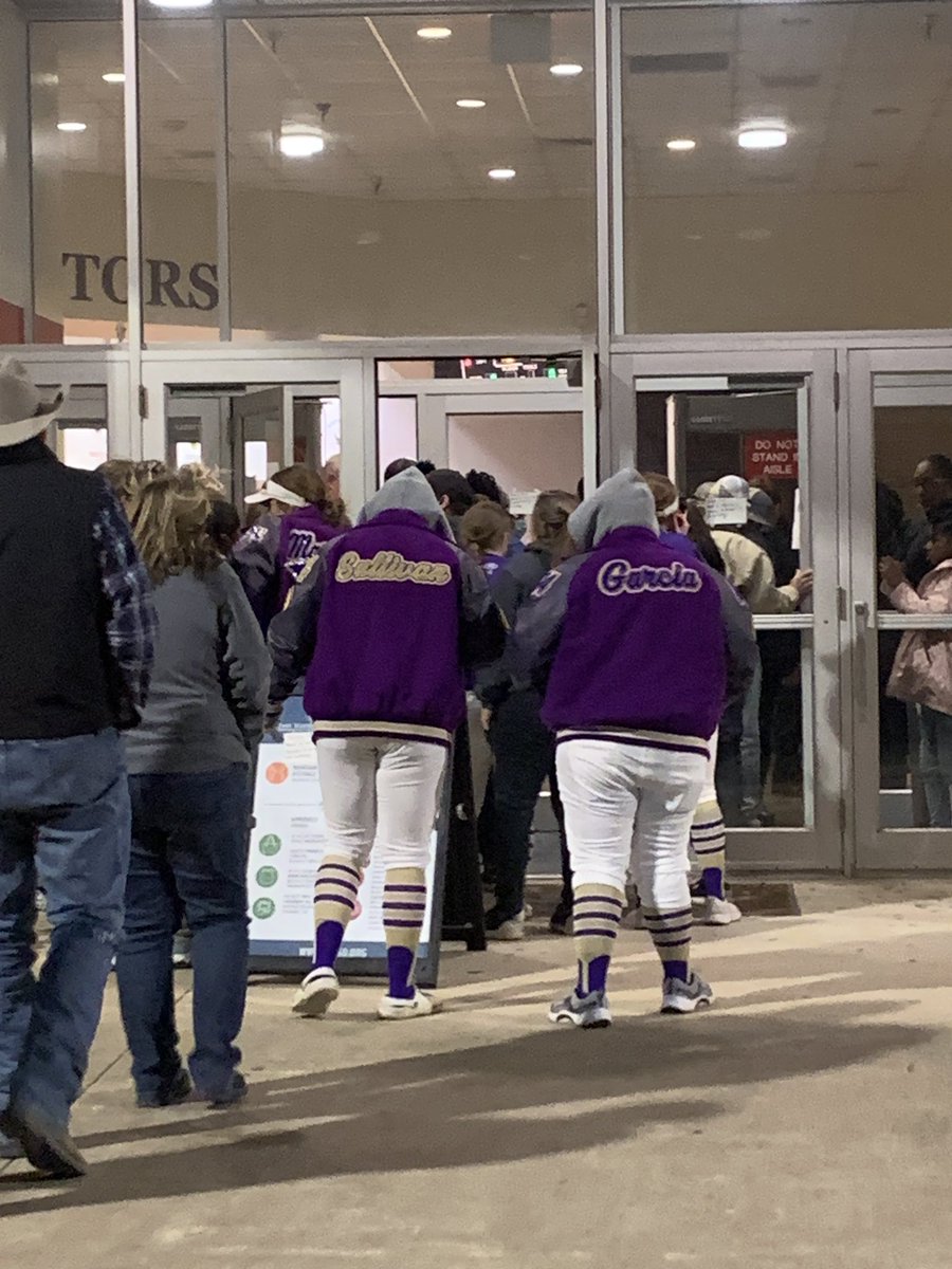 Look who I followed into the Lady Indian basketball playoff game. The entire softball team showed up, in uniform! #AlvaradoExcellence