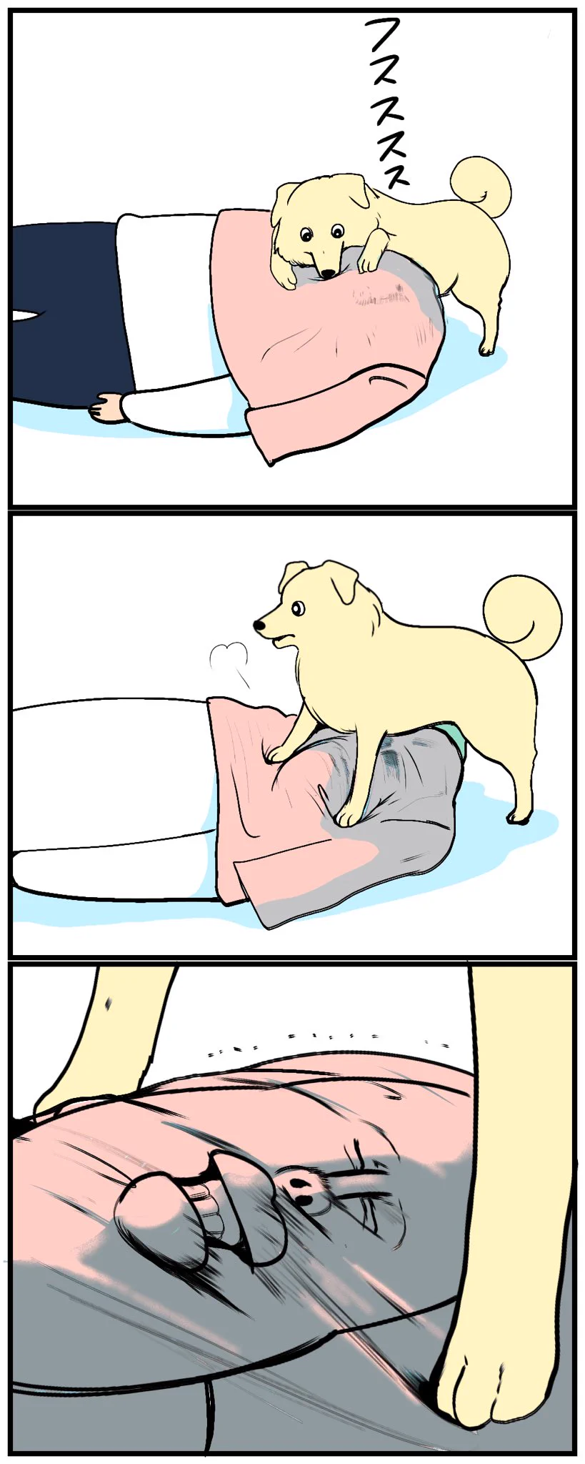 犬からのペロペロをふせごうとしたら！思い切り踏まれたw