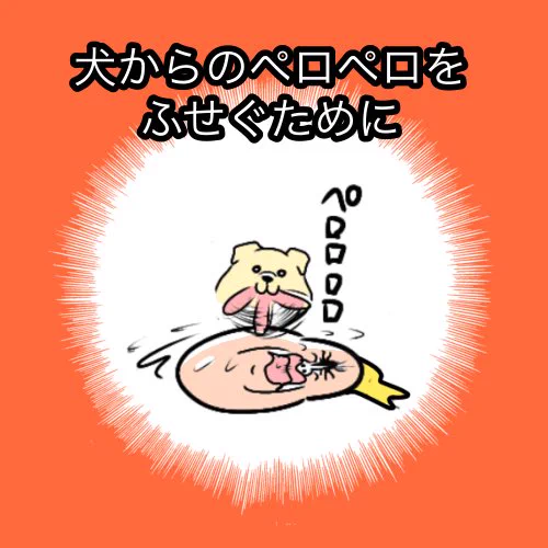 犬からのペロペロをふせごうとしたら！思い切り踏まれたw