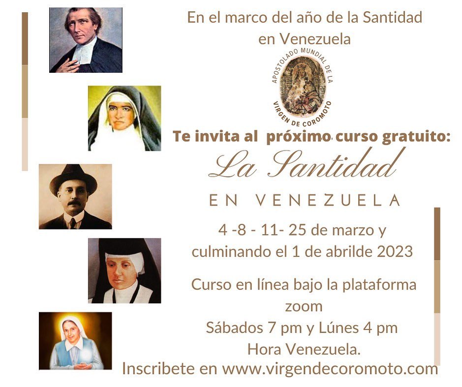 Un interesante curso sobre la Santidad en Venezuela dictado por el Apostolado Mundial de la Virgen de Coromoto.

#oremosporvenezuela
#santosdevenezuela
#beatosdevenezuela
#cursosonline
#cursoonline 

Más información en el hilo.🧵👇