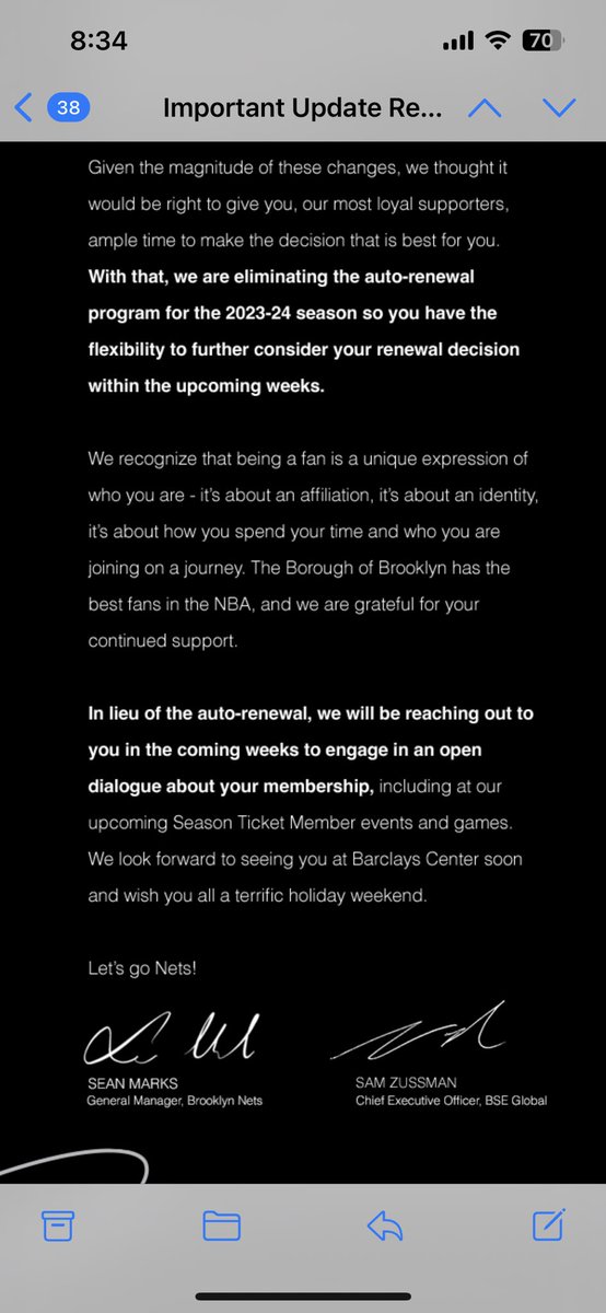 Courtside Nets on Twitter "Letter from Sean Marks to