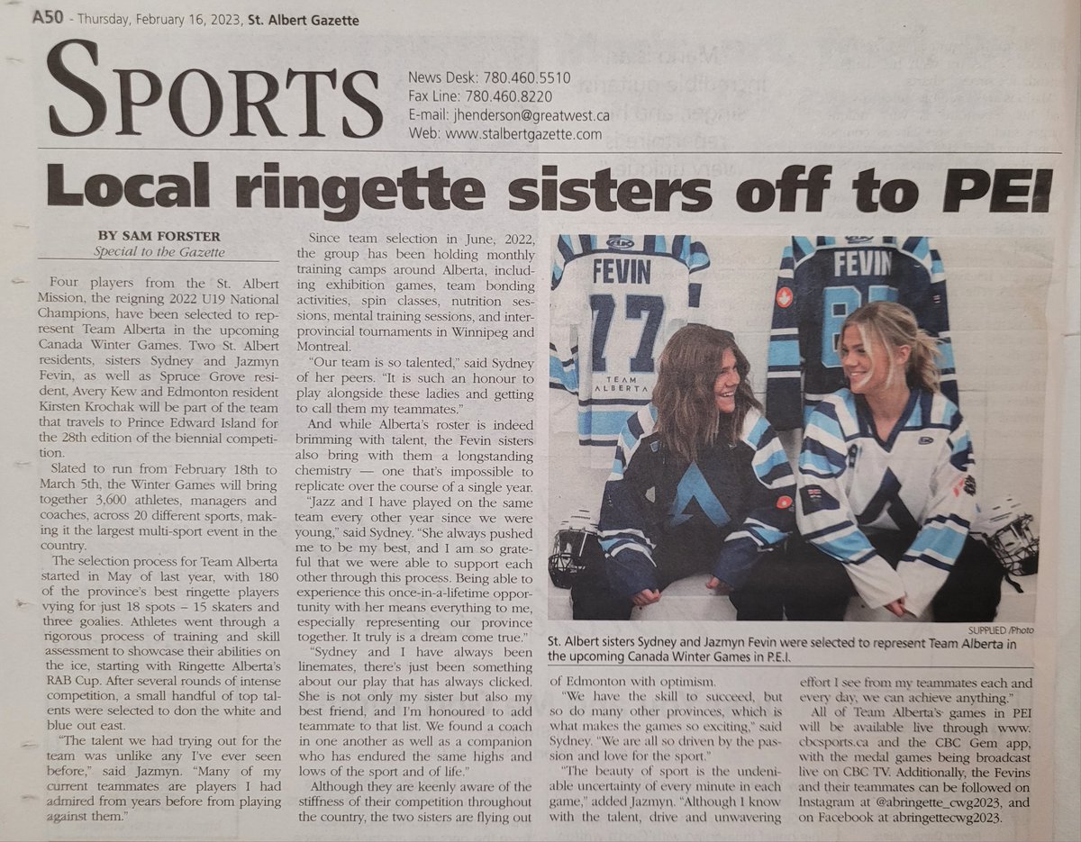 According2Luke's tweet photo. Hey! I know those two! <3
.
#StAlbert #Ringette @ringettealberta @GoTeamAB @StA_Ringette @2023CanadaGames #FastestGameOnIce https://t.co/xmVy2KzLva