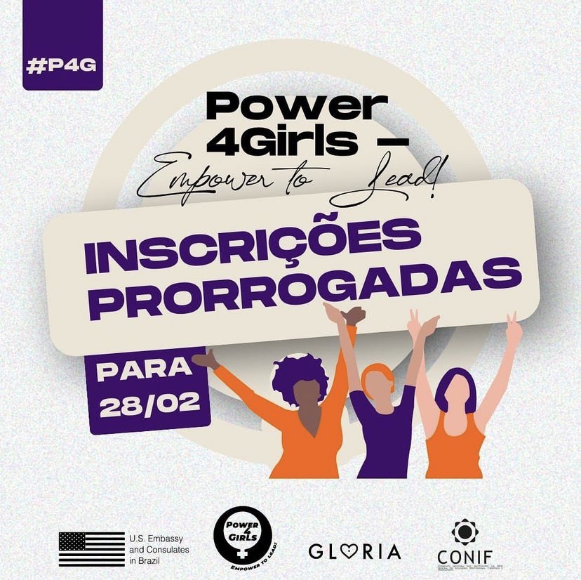 🧡💜 As inscrições para o POWER4GIRLS - EMPOWER TO LEAD foram prorrogadas💜🧡

Para dar acesso e incluir mais meninas que solicitaram um pouco mais de tempo, o prazo para inscrição será até:

🗓️ 28/02
⏰ 23:59 (horário de Brasília)

🤝Vem com a gente fazer parte do P4G-2023!