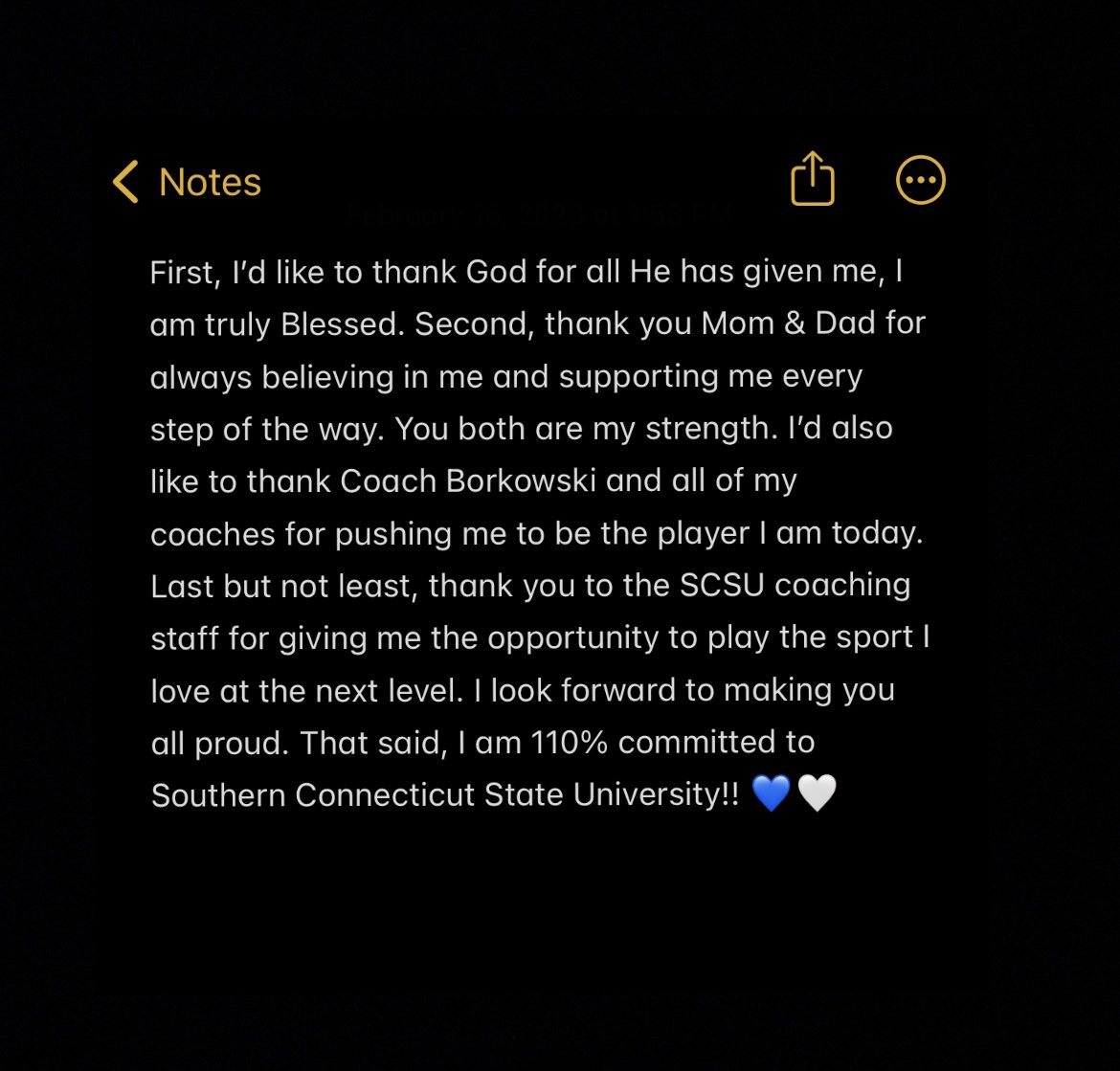 110% committed to SCSU!!💙🤍 <a href="/CoachZo_Melch/">Lorenzo Melchiorre</a> <a href="/SCSUFB/">SCSU Football</a> <a href="/Coach_Bork/">Joe Borkowski</a> <a href="/Coach_Puente/">Andrew Puente</a> <a href="/Jayrell56/">Jarell</a> <a href="/NA_HSAthletics/">NAHS Athletic Department</a>  <a href="/CoachCriscuolo/">Charliana Criscuolo</a> <a href="/Tom_Godek/">Tom Godek</a>