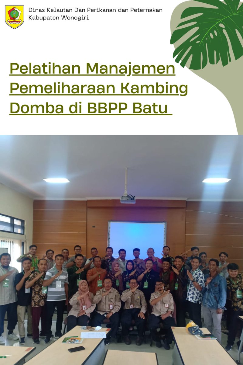 DISLAPERNAK Kabupaten Wonogiri mengirimkan peserta Pelatihan Manajemen Pemeliharaan Kambing Domba di Balai Besar Pelatihan Peternakan Batu Jawa Timur. Peserta  merupakan salah satu peternak kambing domba asal Desa Brenggolo, Kecamatan Jatiroto yaitu Rudi Hadi Suwito.