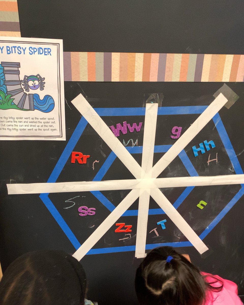 MrsSmith_MEd's tweet photo. The itsy bitsy letters! Oh wait, it was a spider 🕷. Thank you Miss Jordan, for recreating an idea from 
@growingbbb 
 #nurseryrhyme #writing #letterknowledge @Asifa_Aslam_WPE @WPE_PreK @HumbleISD_PREK https://t.co/psbgnqHQmv