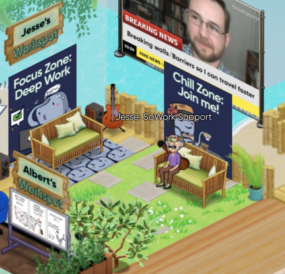 Jesse able to work alongside his team, no matter what kinda work he needs to do 💕

#remotework #WorkFromAnywhere #virtualoffice @sowork_