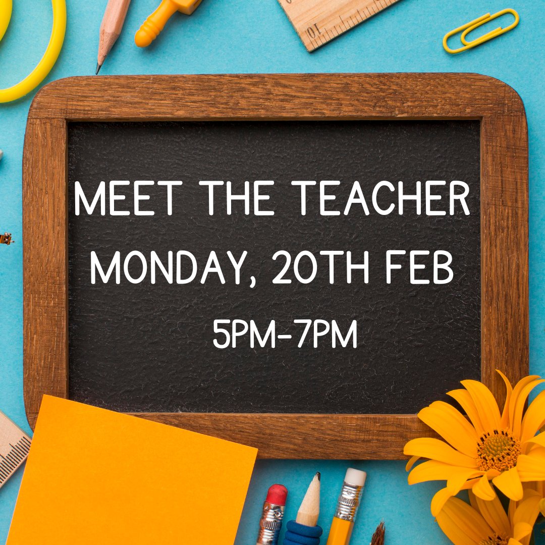 Don't forget to attend Meet the Teacher on Monday! Meet the Teacher in your child's class at the following times...
Year 1- 5pm
Year 2- 5.30pm
Year 3 - 6pm
Year 4- 6.30pm
Year 5/6 - 7pm.