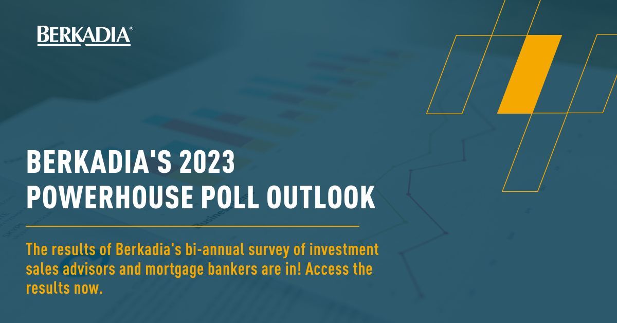 Berkadia's tweet photo. Berkadia’s 2023 #PowerhousePoll Outlook shares insights from #CRE experts including key themes expected to shape investor and lender behavior over the next six months. https://t.co/NUrJ1LFmp8 https://t.co/wOMExVK54a