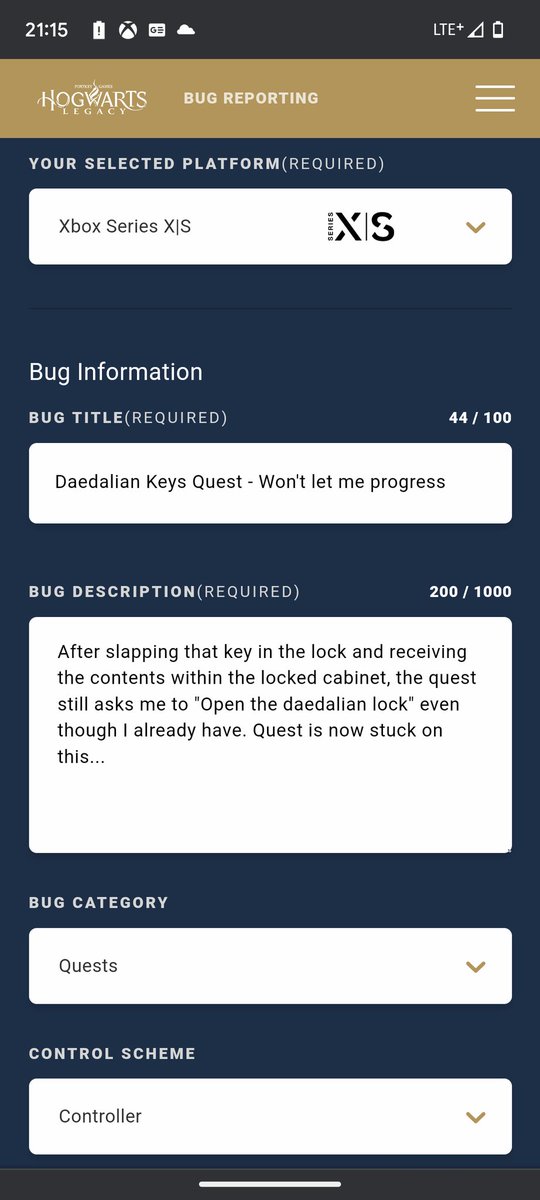 dewgie16's tweet photo. @WBGamesSupport hello, I am getting a spinning wheel on your report a bug website so I have come here to submit. Attached are screenshots. Thanks https://t.co/wehU1W7r1z