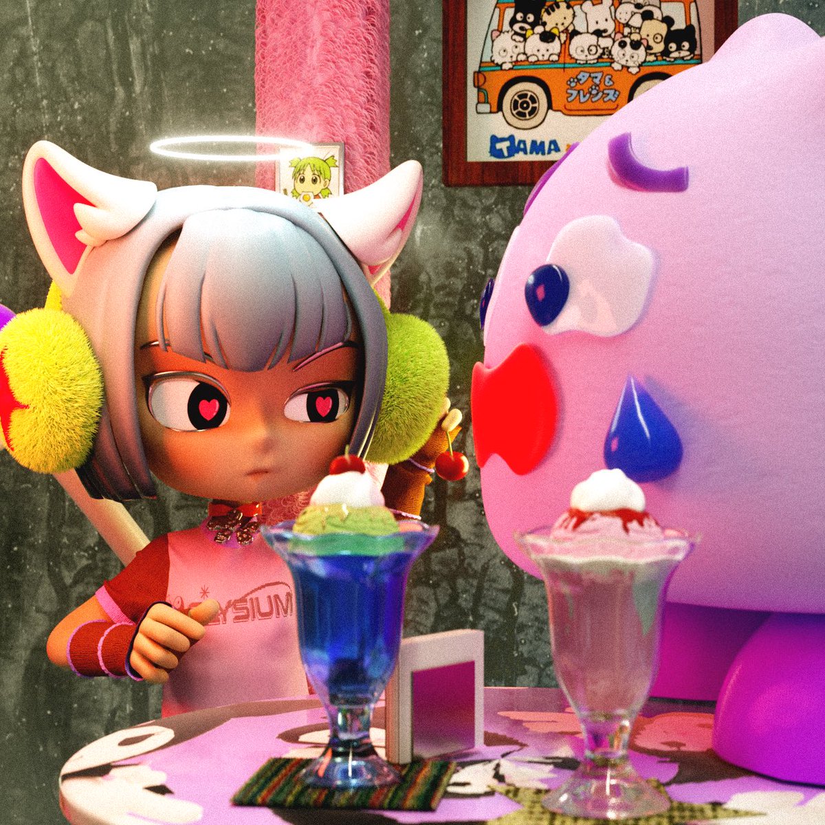 MisaElysium's tweet photo. I gave up. ¯\_(ツ)_/¯ 
This dude won’t stop crying! All I did was taking away the cherry on top of its milkshake 🤷‍♀️
Btw, I named him ビーフン(bí-hún)! The name has the meaning of rice vermicelli and also “Misa’s biggest fan” hehe •̀.̫•́✧ https://t.co/CBHbKIHD2g