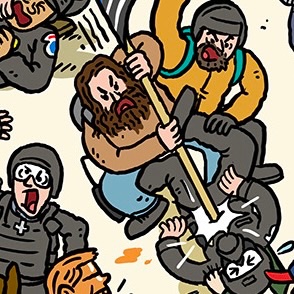 BMWeaverComix's tweet photo. @JordanOnRecord #InsurrectionMaze #PeterStager Truly one of the worst. Imagine seeing any human being— forget that it was even police— dragged out, lying prone, and your first thought is “Oooh let me beat them with a flagpole!” https://t.co/JciT22YArJ