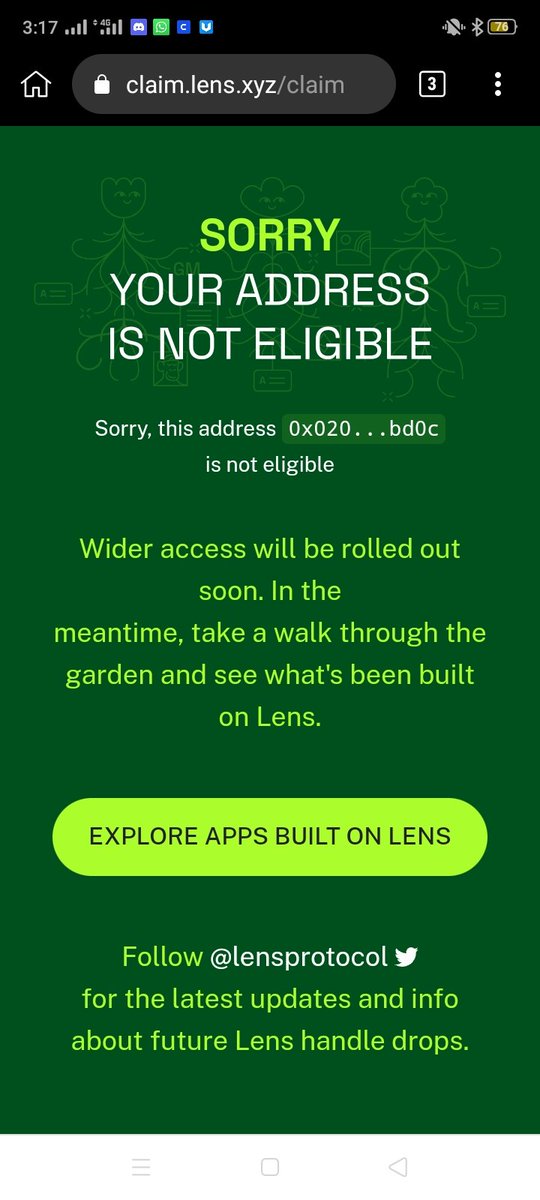 <a href="/phaverapp/">Phaver Community</a> 0x0206320882547f1Eb8122605907e8fd508B4bd0c

Why is my address always not eligible 😭😭😭
